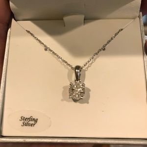 Sterling Silver Necklace with Crystal Drop